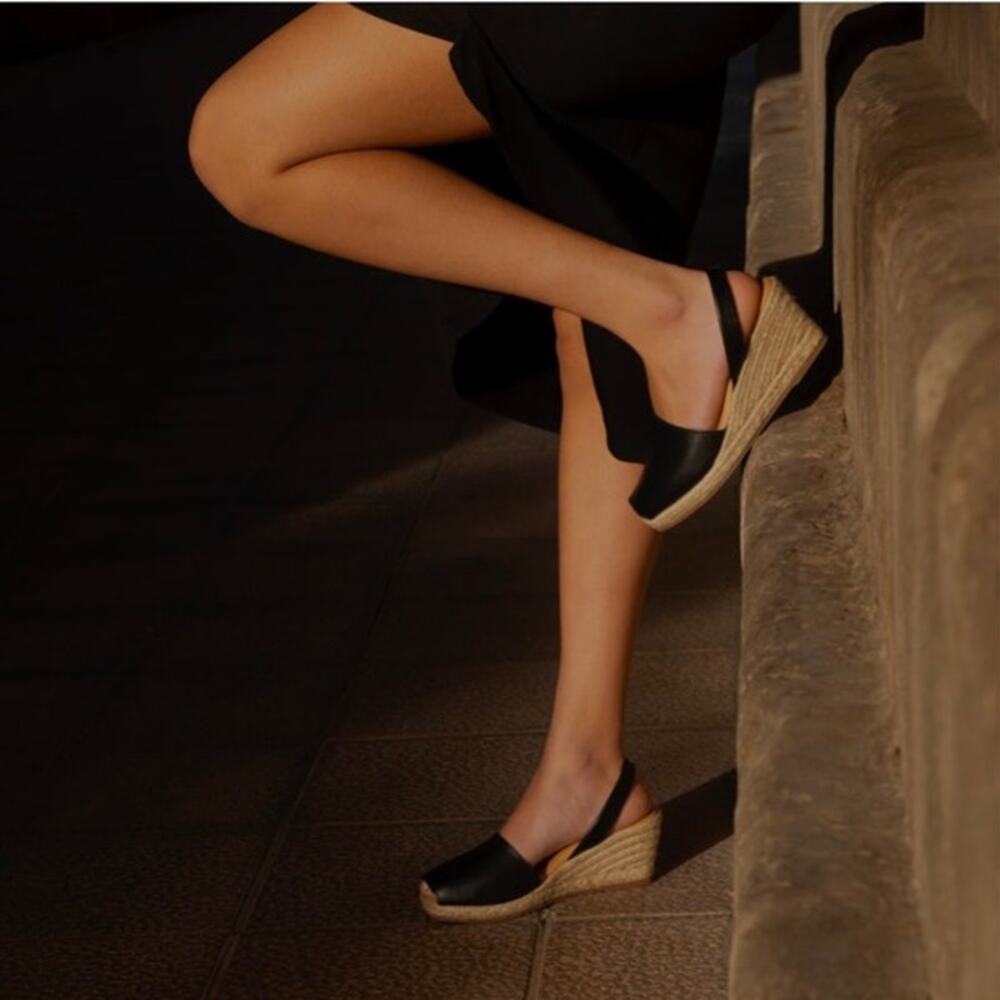 The Spanish Sandals Co  Black espadrille wedges